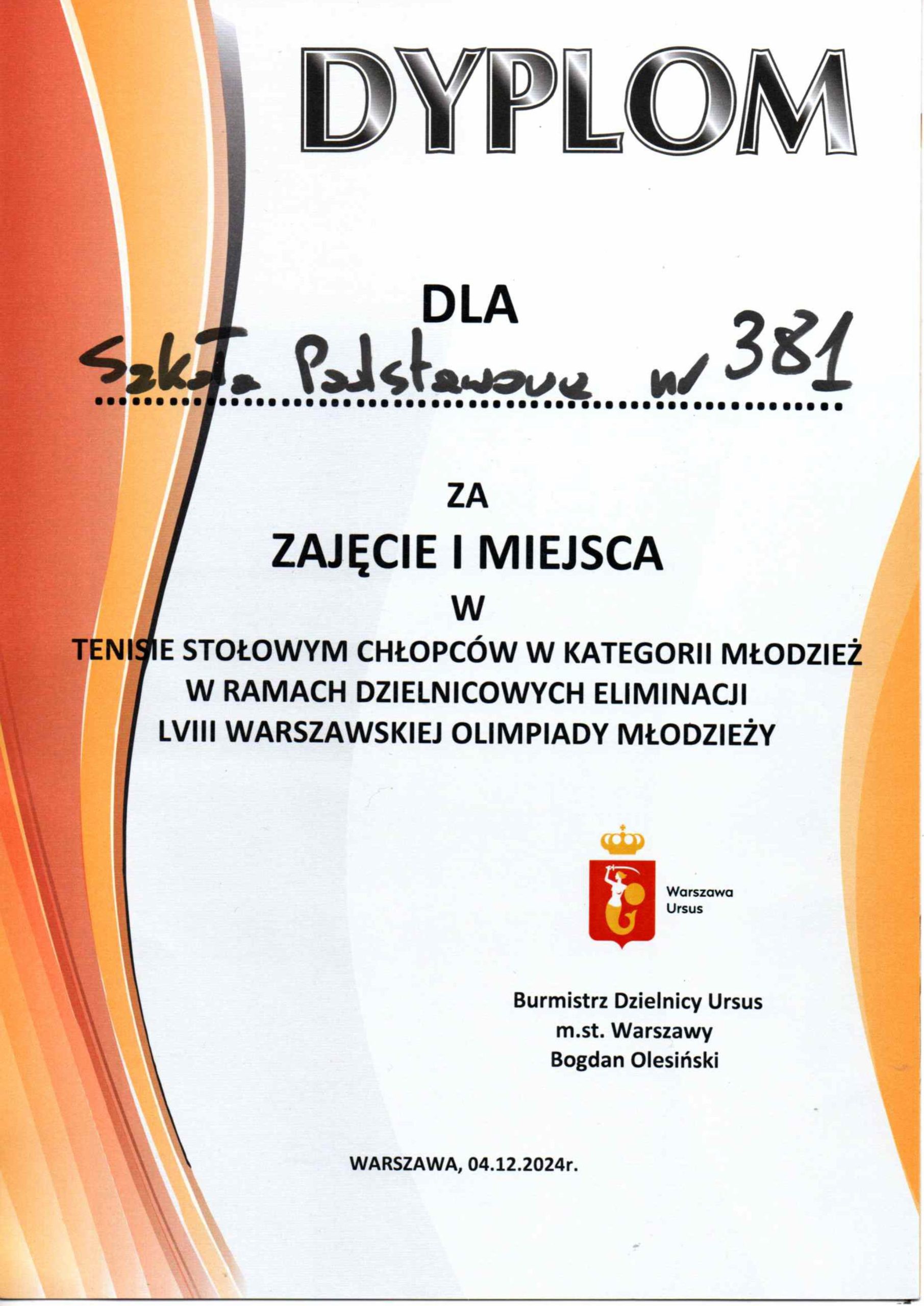 Tenis stołowy dyplomy-obrazy-0