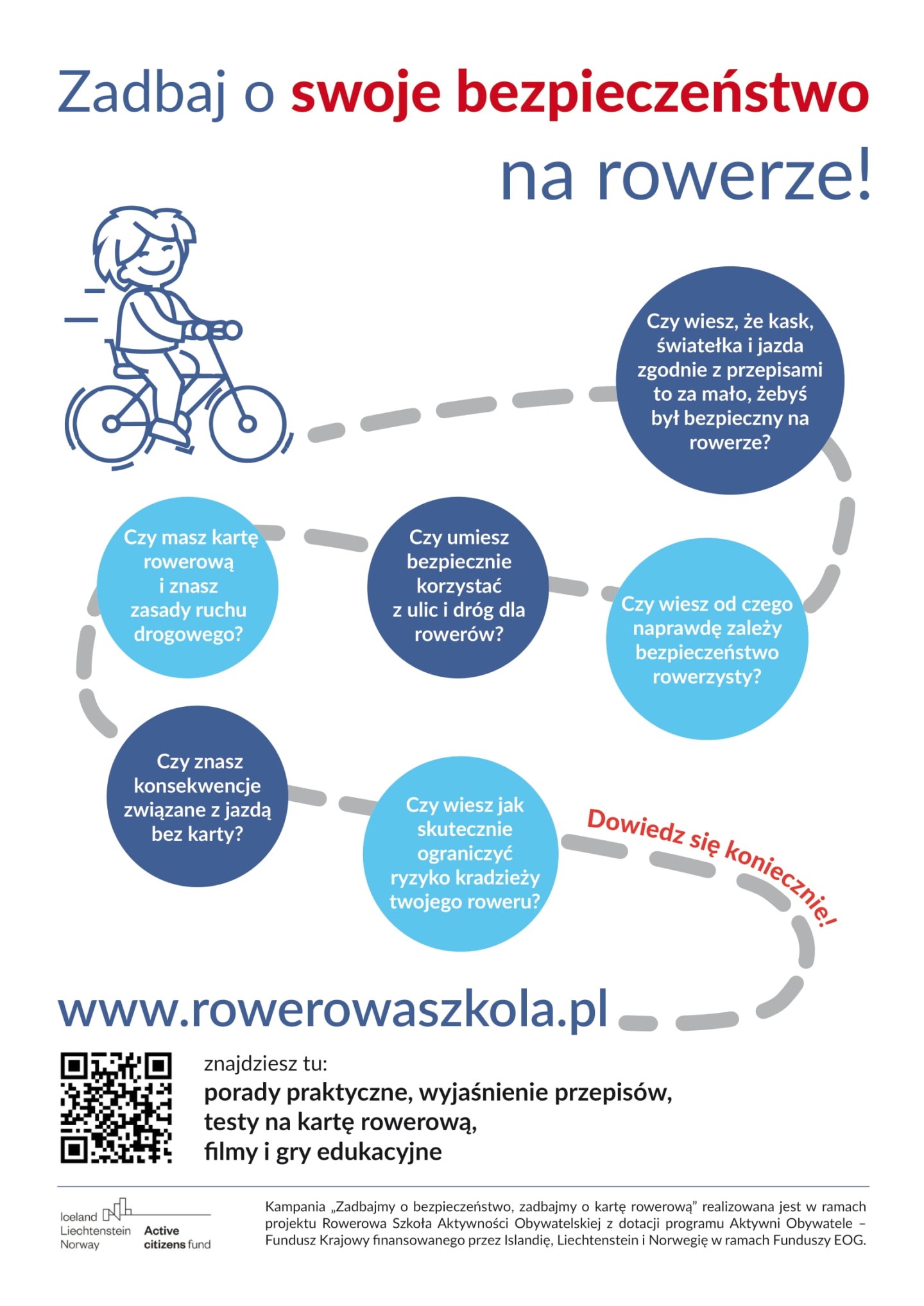 Plakat promujący bezpieczną jazdę na rowerze