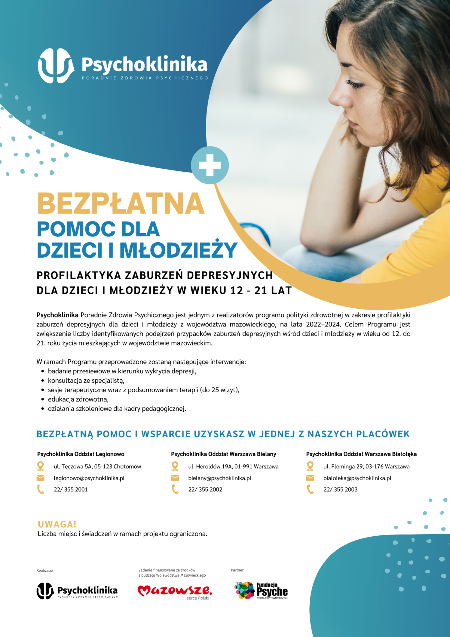 Plakat dotyczący profilaktyki zaburzeń depresyjnych u dzieci